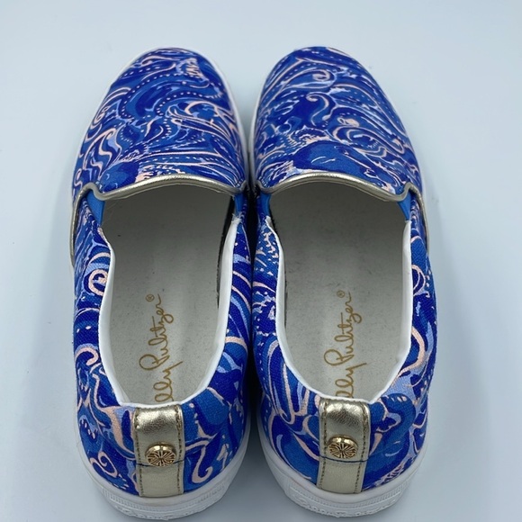 Lilly Pulitzer Women Sneaker Slip on Shoe SZ 7 Blue/Pink - Picture 2 of 12